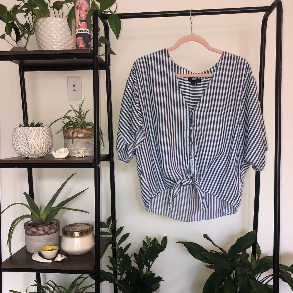 PAIGE Striped Tie Front Baylee Top
